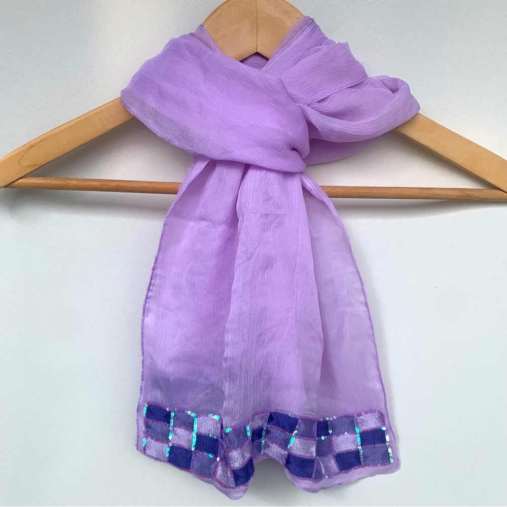 Bindya New York purple silk neck scarf